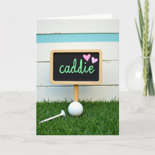 Tarjeta de amigo de caddie de golf en pizarra