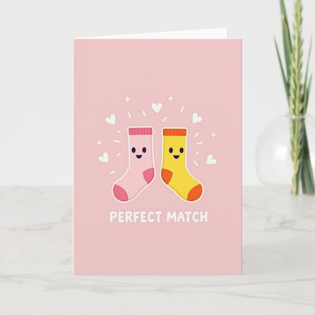 Tarjeta de amigo de calcetines pareja perfecta (Anverso)