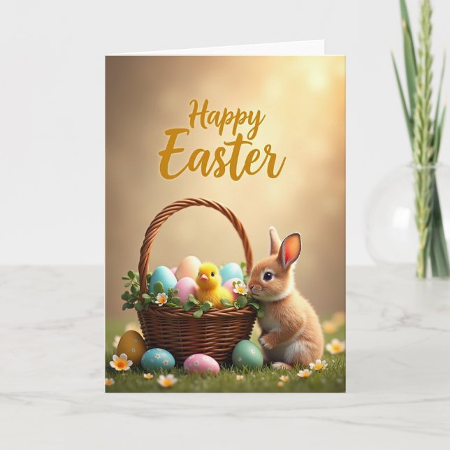 Tarjeta de amigo de cesta de primavera (Anverso)