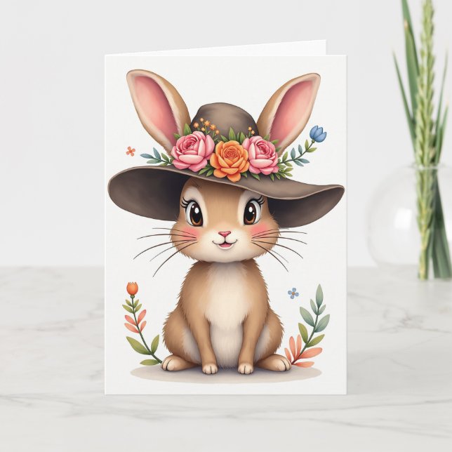 Tarjeta de amigo de conejito de primavera (Anverso)