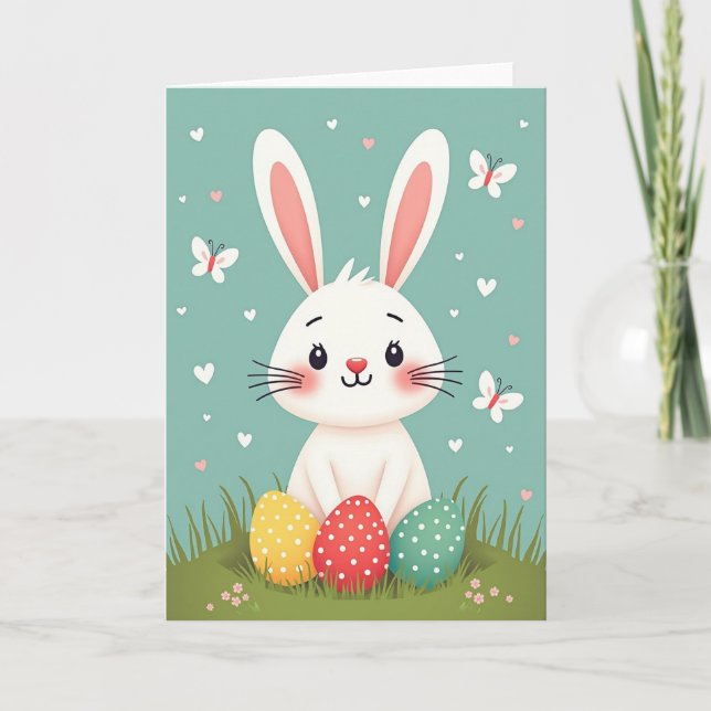 Tarjeta de amigo de conejito lindo de primavera (Anverso)