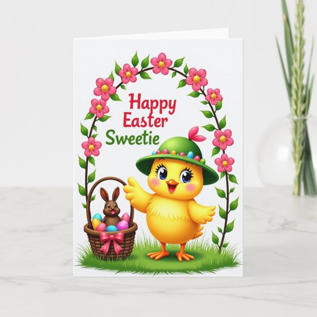 Tarjeta de amigo de cría feliz de primavera (Anverso)