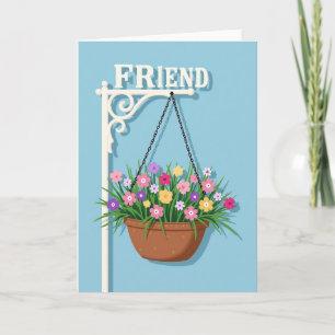 Tarjeta de amigo de flor colgante