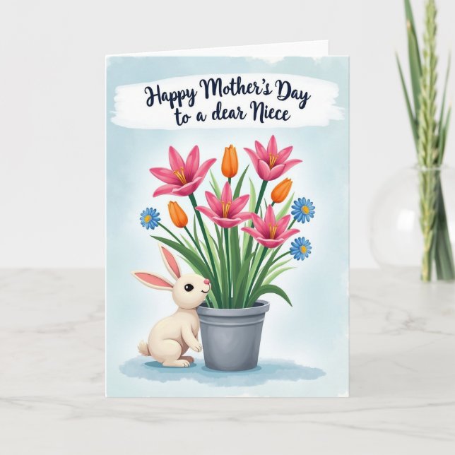 Tarjeta de amigo de flor de primavera rayada (Anverso)