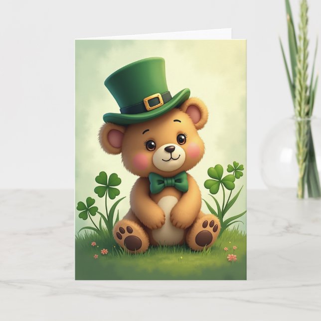 Tarjeta de amigo de oso afortunado (Anverso)