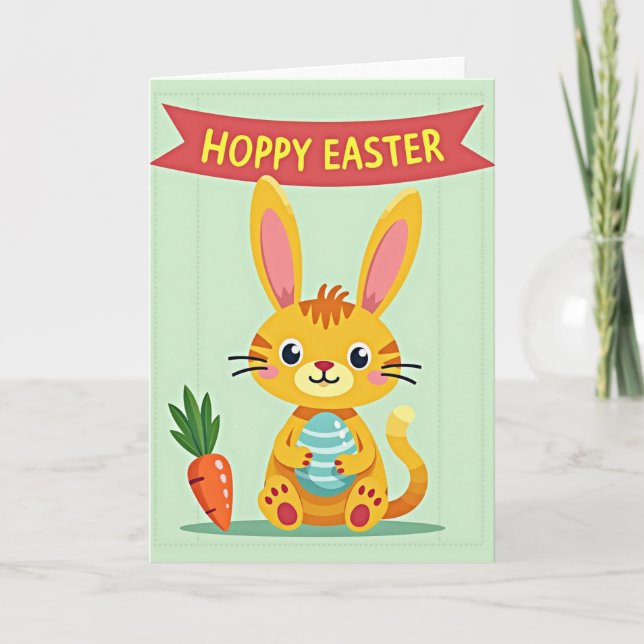 Tarjeta de amigo de primavera con huevo rayado (Anverso)