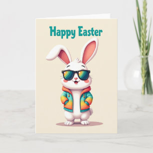 Tarjeta de amigo del conejo de Pascua feliz