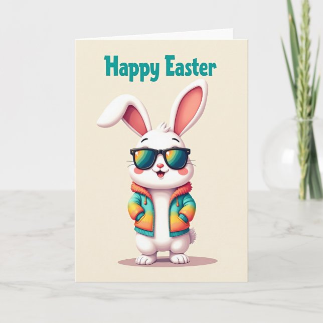 Tarjeta de amigo del conejo de Pascua feliz (Anverso)