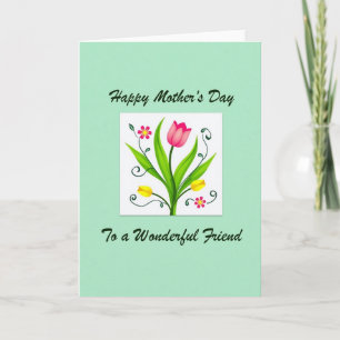 Tarjeta de amigo del día de la madre floral rosa