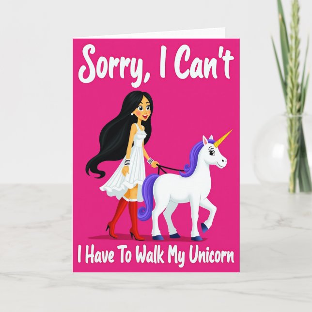 Tarjeta de amigo divertida de paseo de unicornio (Anverso)
