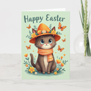 Tarjeta de Amigo Felino Festivo de Primavera