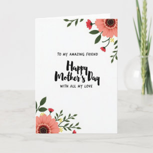 Tarjeta de amigo floral asombroso