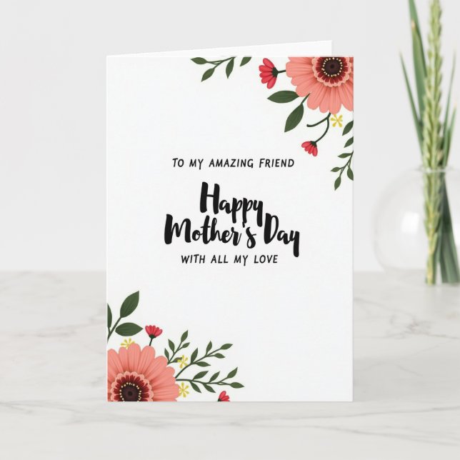 Tarjeta de amigo floral asombroso (Anverso)