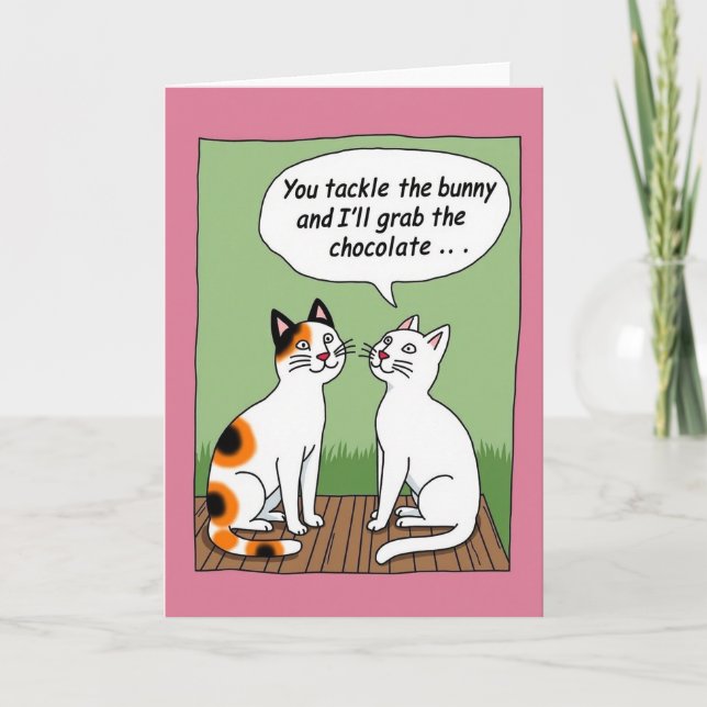 Tarjeta de amigo gato con plan secreto (Anverso)