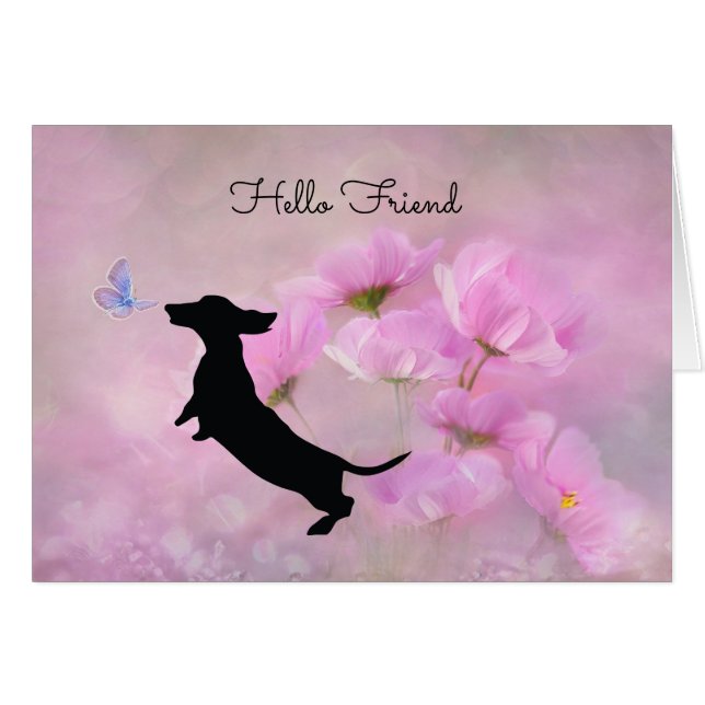 Tarjeta de amigo Lavender Dachshund (Anverso (Horizontal))