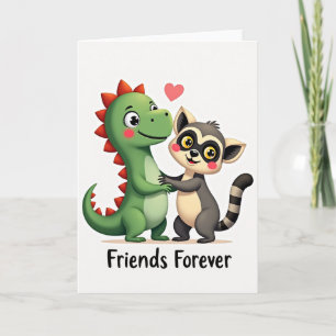 Tarjeta de amigo para siempre de lindo lémur dinos