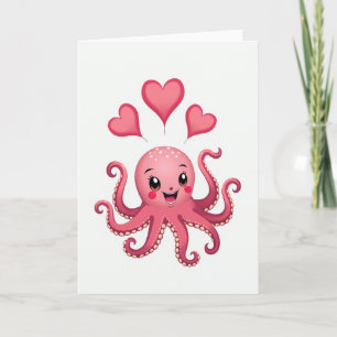 Tarjeta de amigo pulpo con corazón