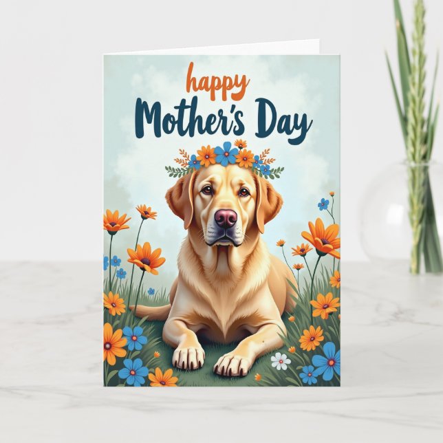 Tarjeta de amigo retriever floral (Anverso)