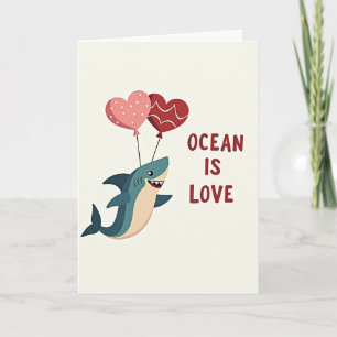 Tarjeta de amigo tiburón Ocean Is Love