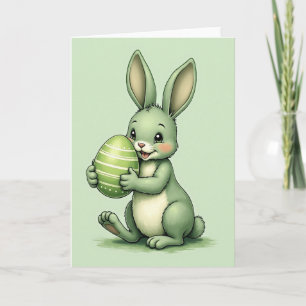 Tarjeta de amigo verde encuentra huevo