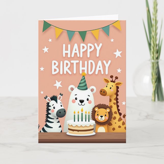 Tarjeta de amigos animales caprichosos (Anverso)