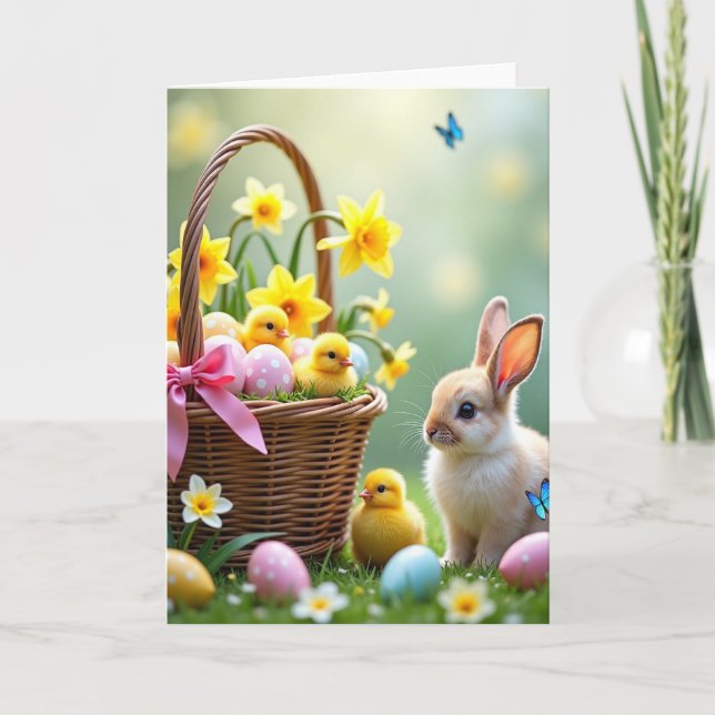 Tarjeta de amigos animales de mañana de primavera (Anverso)