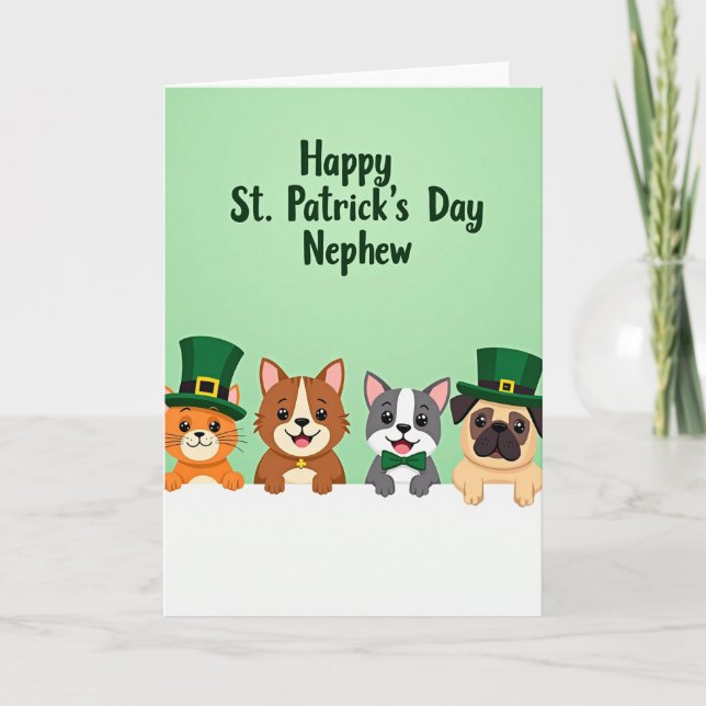 Tarjeta de amigos animales de trébol verde (Anverso)