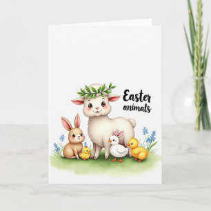 Tarjeta de amigos animales lindos de primavera