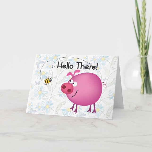 Tarjeta de amigos de cerdo y abeja (Anverso)