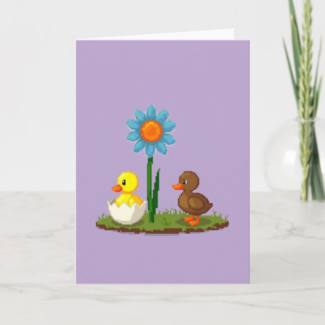 Tarjeta de Amigos de Flores de Pixel Lindos (Anverso)