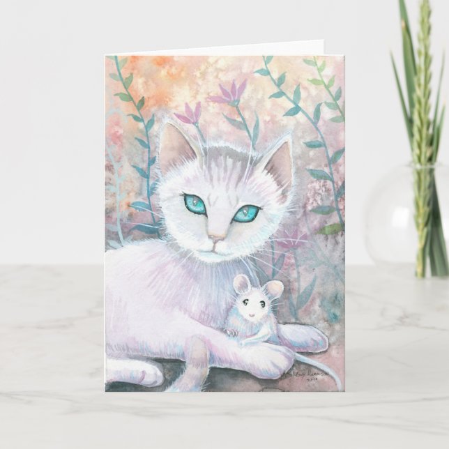 Tarjeta de amigos de gato y ratón (Anverso)