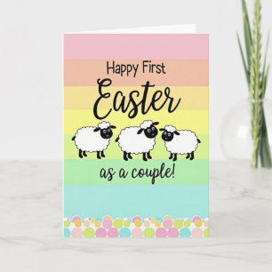 Tarjeta de amigos ovejas felices de Pascua
