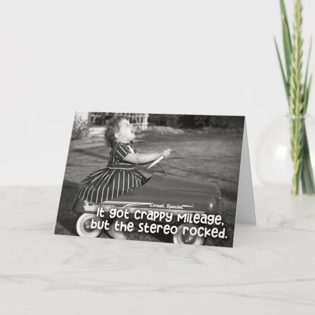 Tarjeta de amistad - Auto de pedales de época - Vi (Anverso)