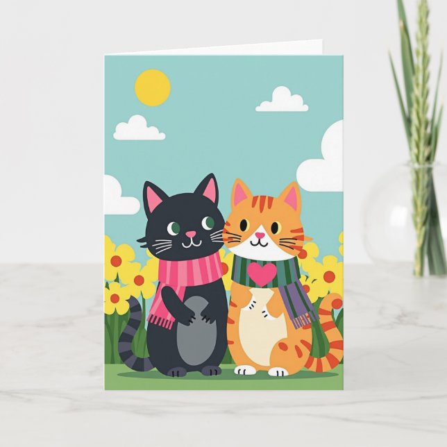 Tarjeta de amistad de felino a rayas (Anverso)