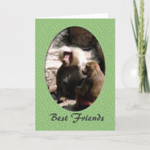 Tarjeta de amistad de mejores amigos mono.