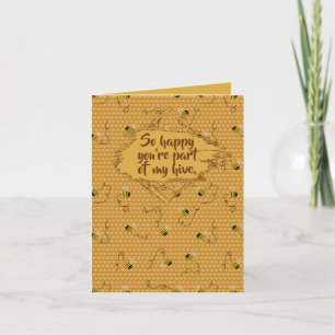 Tarjeta de amistad de panal de abeja linda