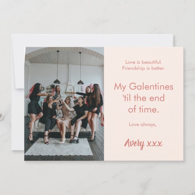 Tarjeta de amistad fotográfica rosa moderna Galent (Anverso)