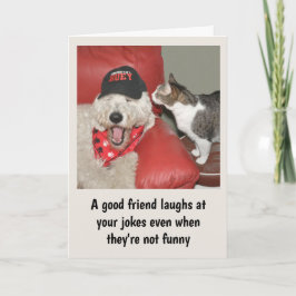 Tarjeta de amistad Goldendoodle y gatos