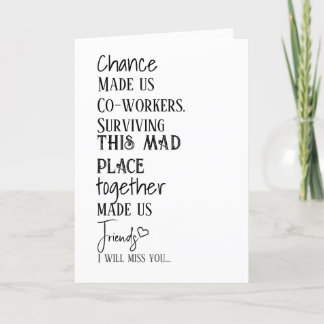 Tarjeta de amistad por despedida de compañero de t