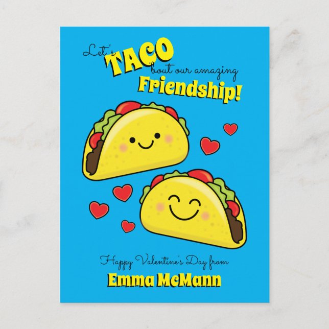 Tarjeta de amistad Taco Cute Kids Classroom Valent (Anverso)