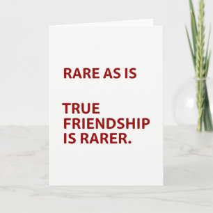 Tarjeta de amistad verdadera es rara