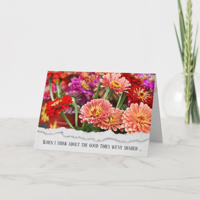 Tarjeta de amistad Zinnia Summer (Anverso)