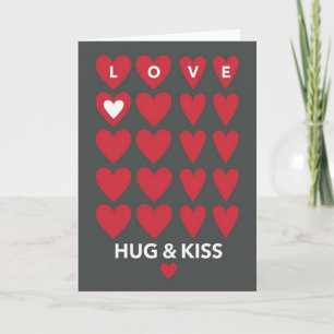 Tarjeta de amor abrazo beso minimalista