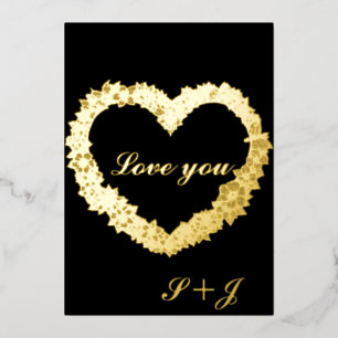 Tarjeta de amor al Relieve metalizado dorado