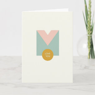 Tarjeta de amor azul verdoso y rosa