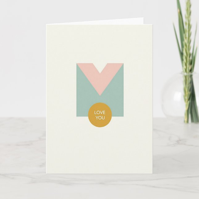 Tarjeta de amor azul verdoso y rosa (Anverso)