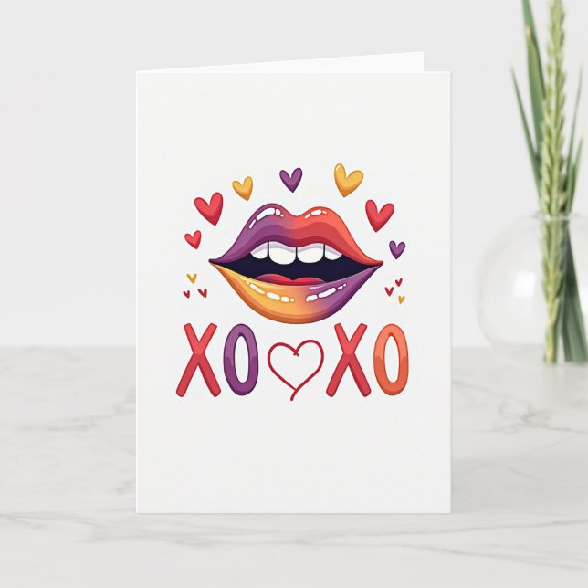 Tarjeta de Amor Besos Corazones Xoxo (Anverso)