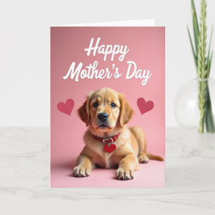 Tarjeta de Amor Cachorro Corazón de Rosa