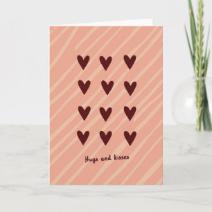 Tarjeta de amor con abrazos besos y corazones