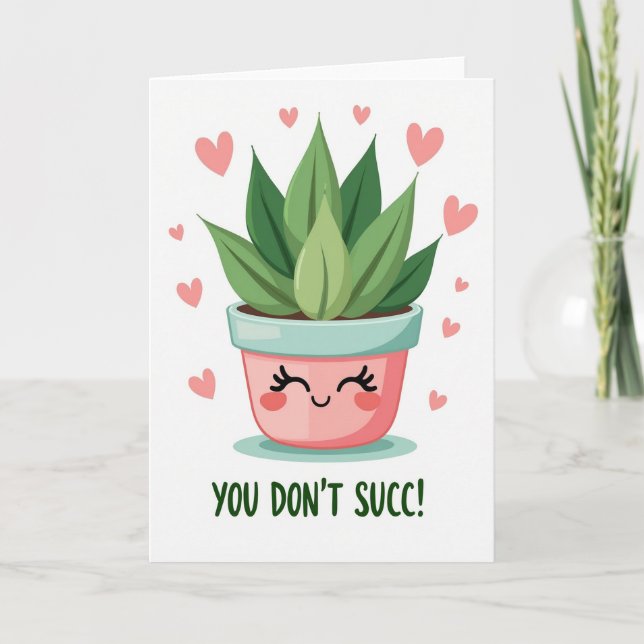 Tarjeta de amor con broma divertida de suculenta (Anverso)